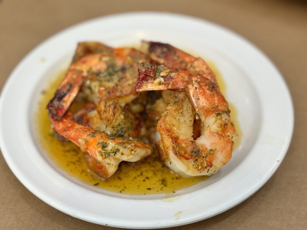 Grilled tiger shrimp at AbuQir Seafood in Astoria, New York