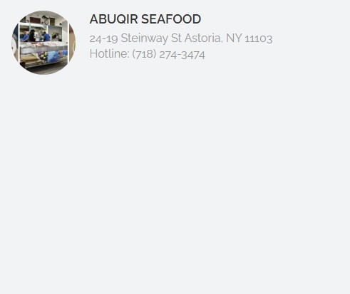 Abuqir Seafood New York – Front view of the restaurant with fresh seafood on display